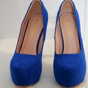 DreamPairs Royal Blue Suede High-Heeled Pumps SIZE 8